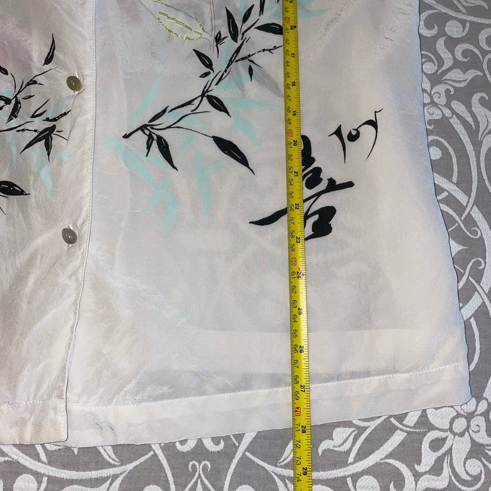 What if ..? 100% silk white-cream tone button down blouse - Picture 15 of 16